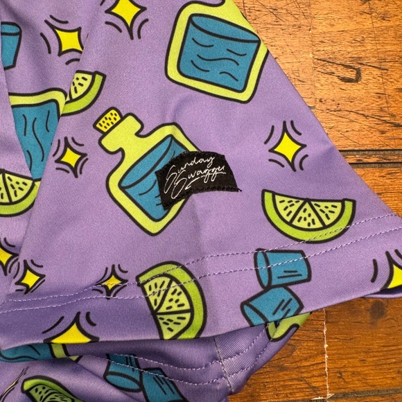 Sunday Swagger Men's Purple Tequila Bottle Lime Golf Polo Shirt Size‎ M - Picture 4 of 6